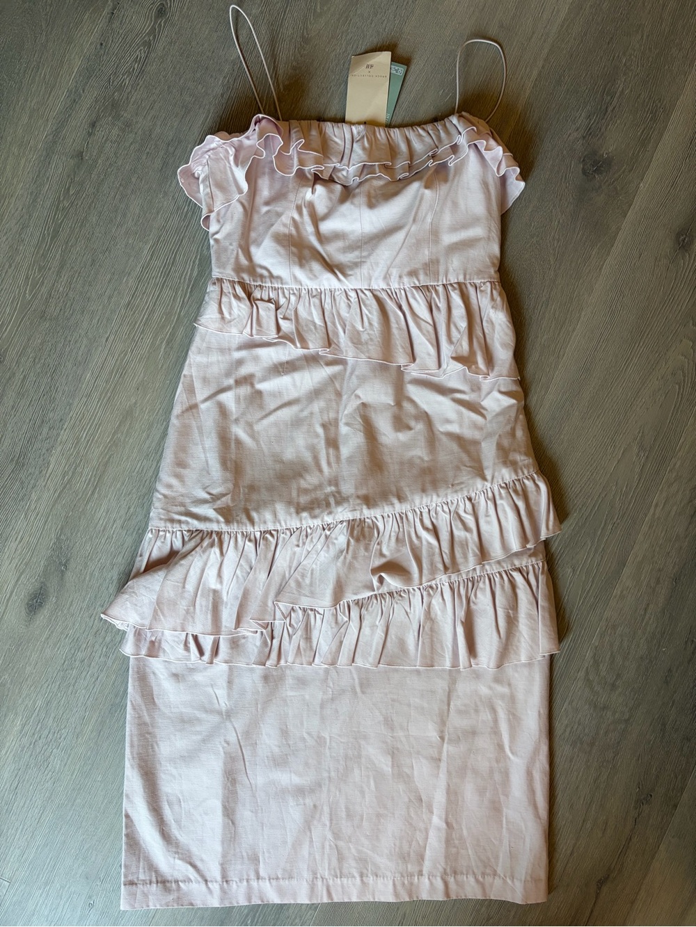 Ruffle Tiered Midi Dress in Light Pink
